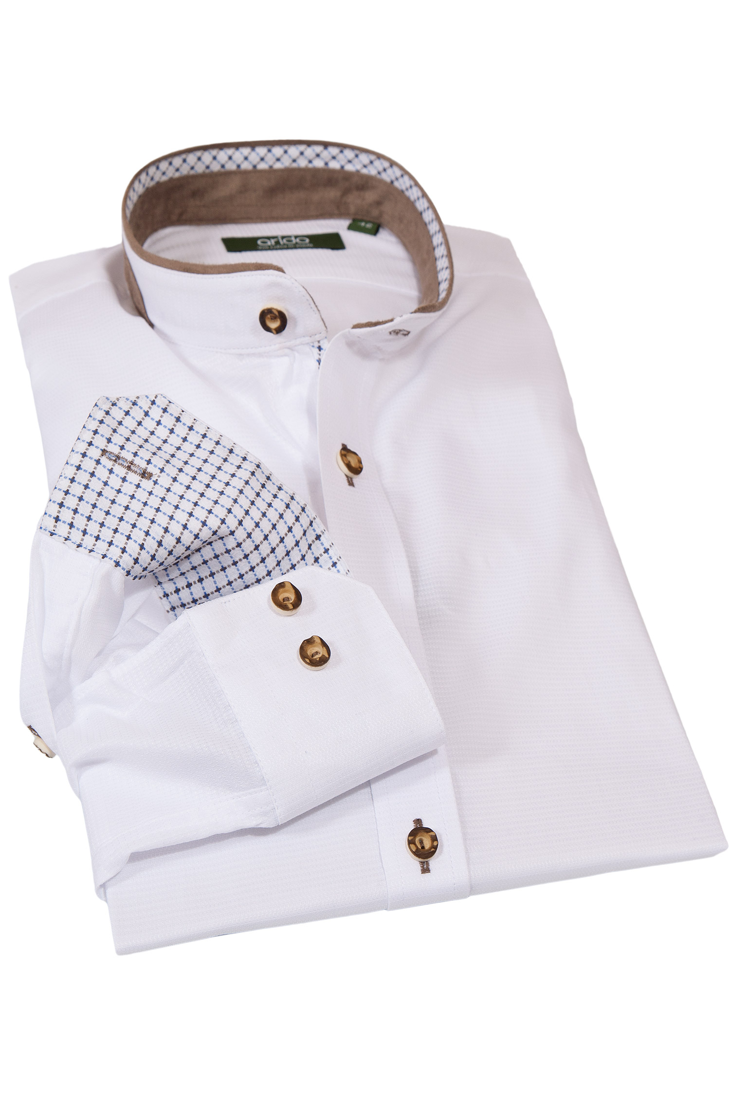 Herren Trachtenhemd edel in weiß mit Velours 