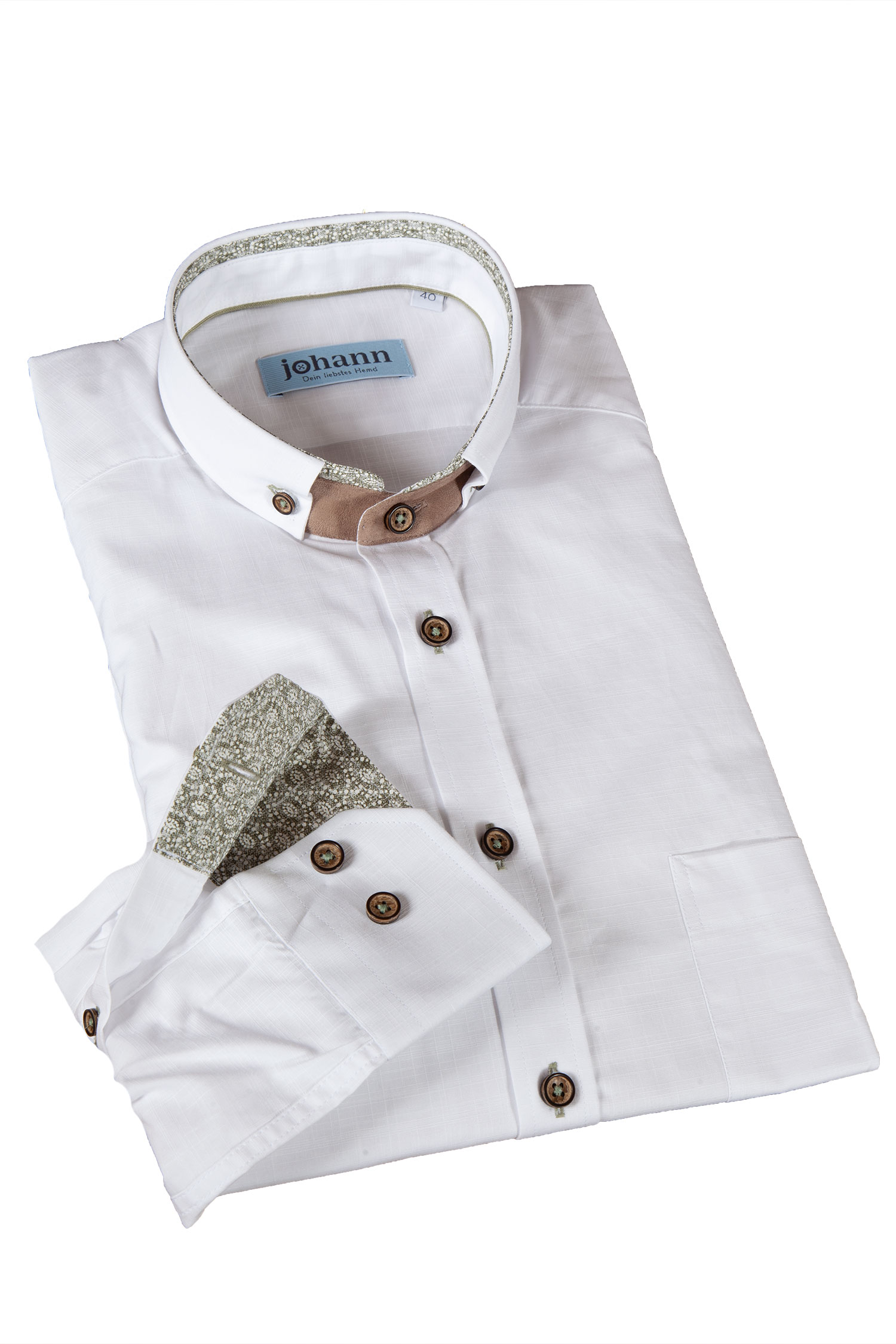 Trachtenhemd in weiß mit edlen Akzenten