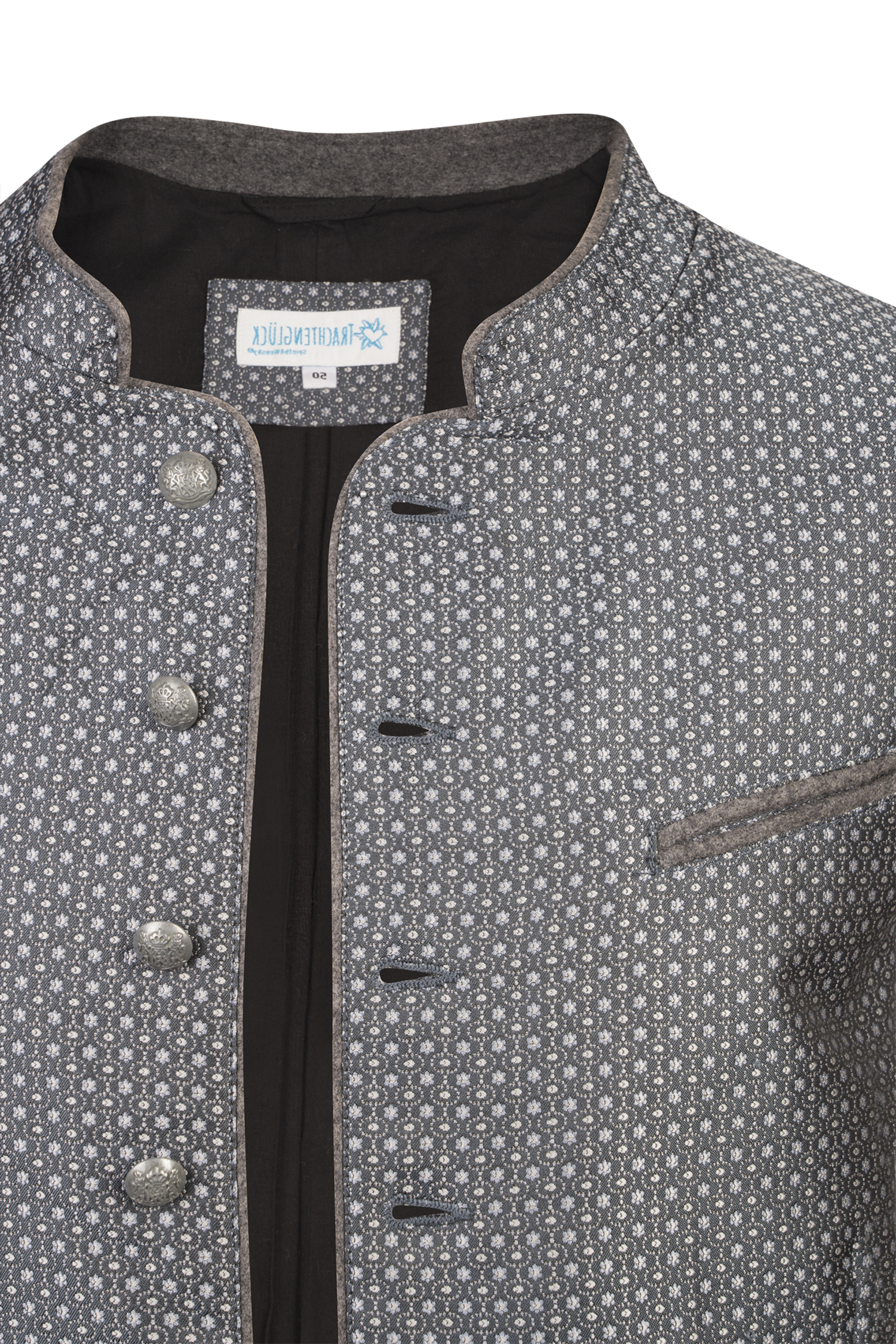 Trachtenweste in Grau Detail Knopfleiste