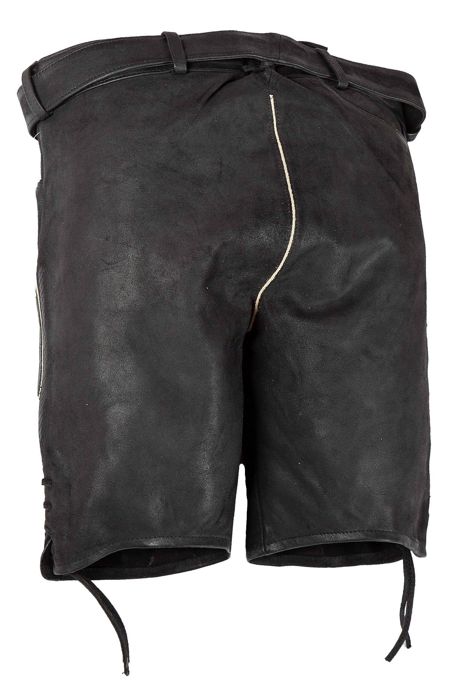 Stylische Lederhose Astral mit Hirschschädel und Gürtel - Rückansicht