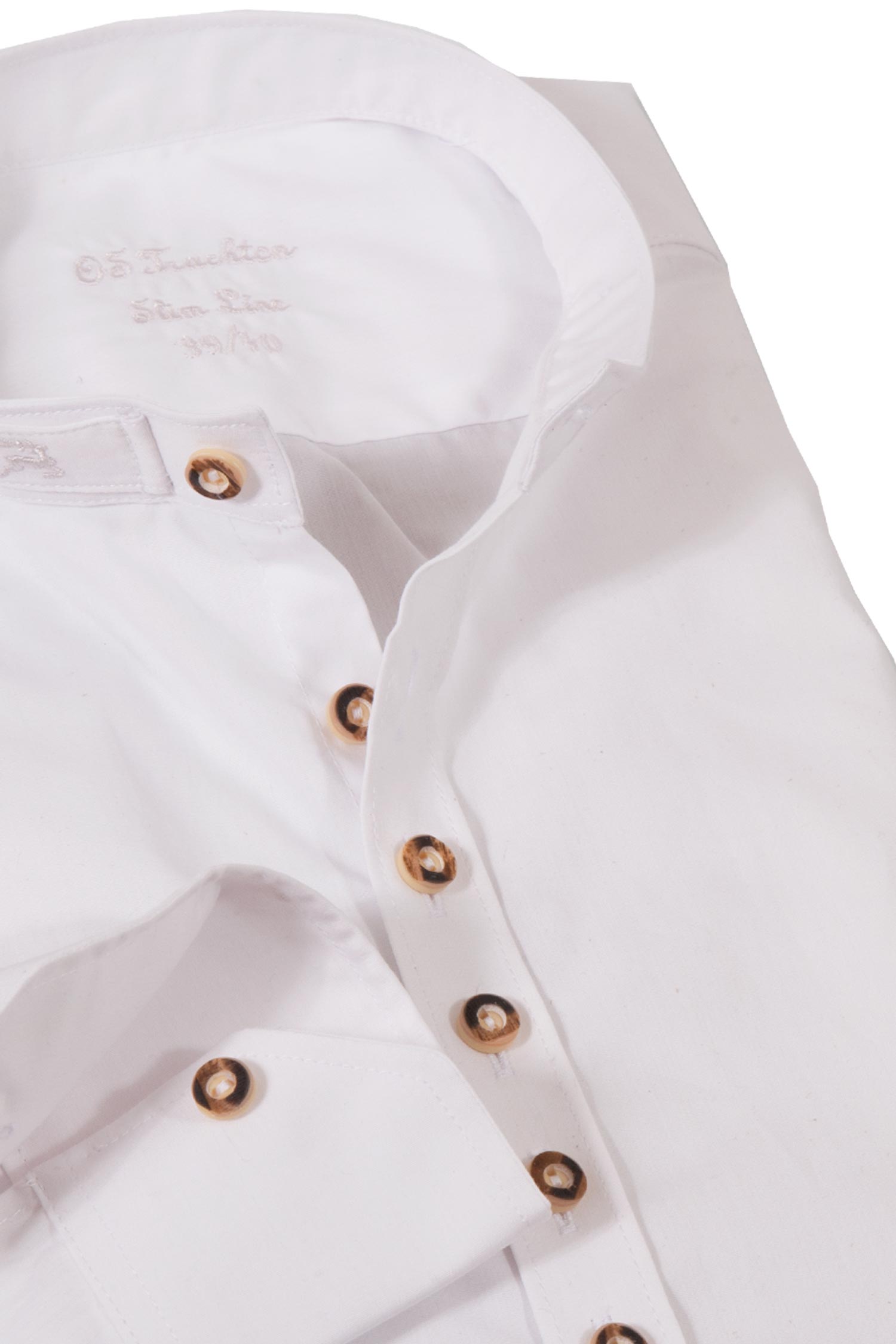 Fesches Trachtenhemd mit Stehkragen in weiß Detail
