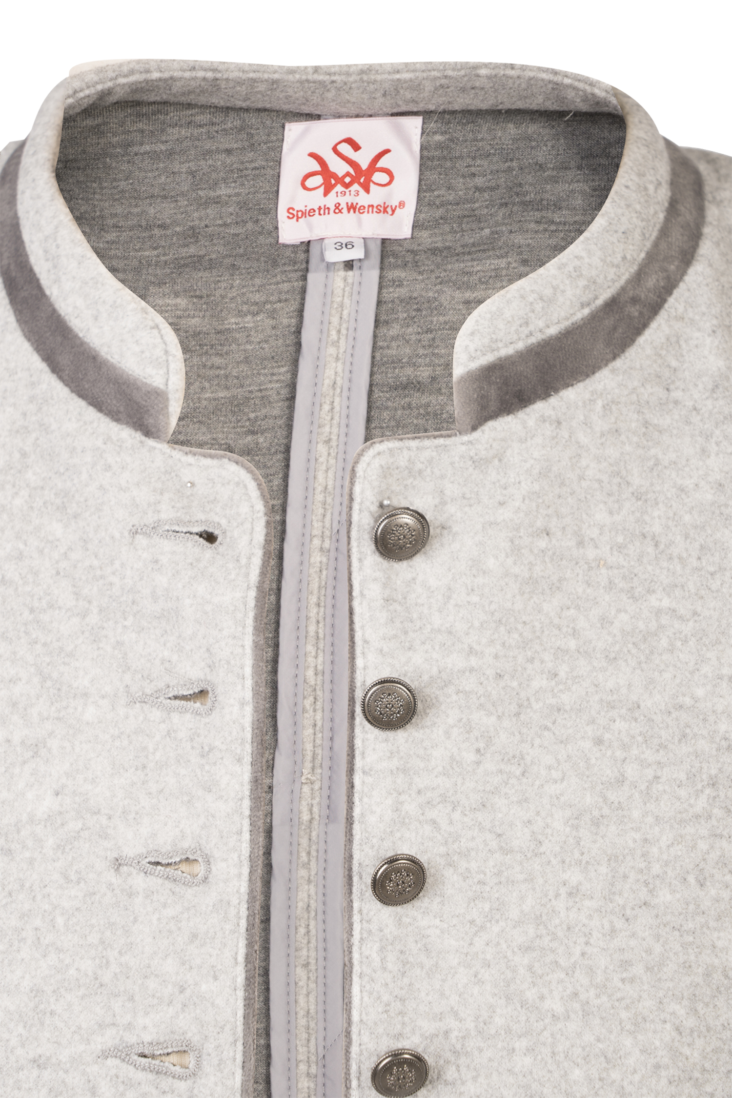 Trachtenjacke Ecatarina in Grau Detail Knopfleiste
