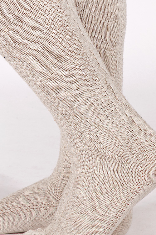 Trachten Kniedtrümpfe natur creme Baumwolle Detail 