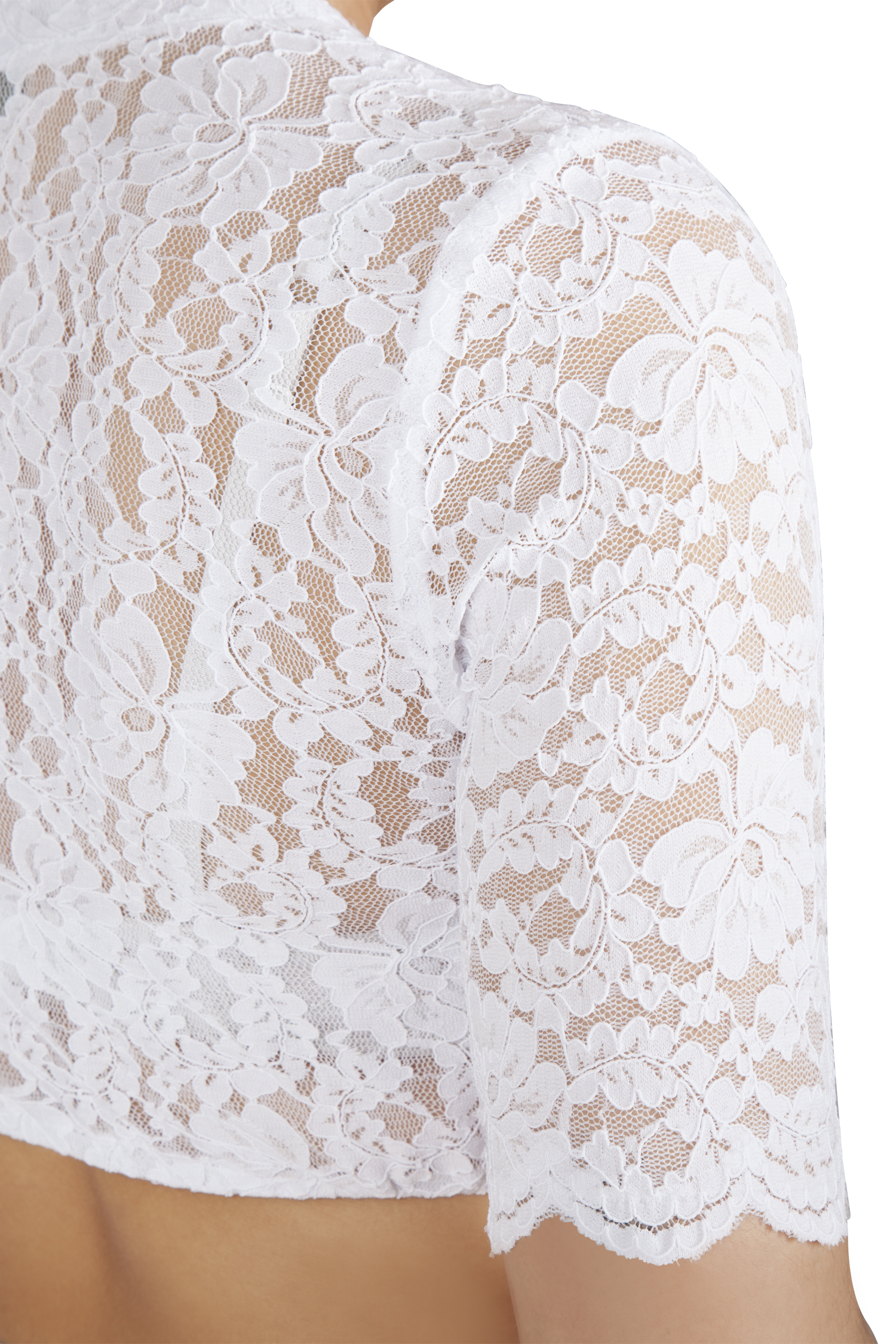 Dirndlbluse in weiß mit V-Ausschnitt - Detail Ärmel