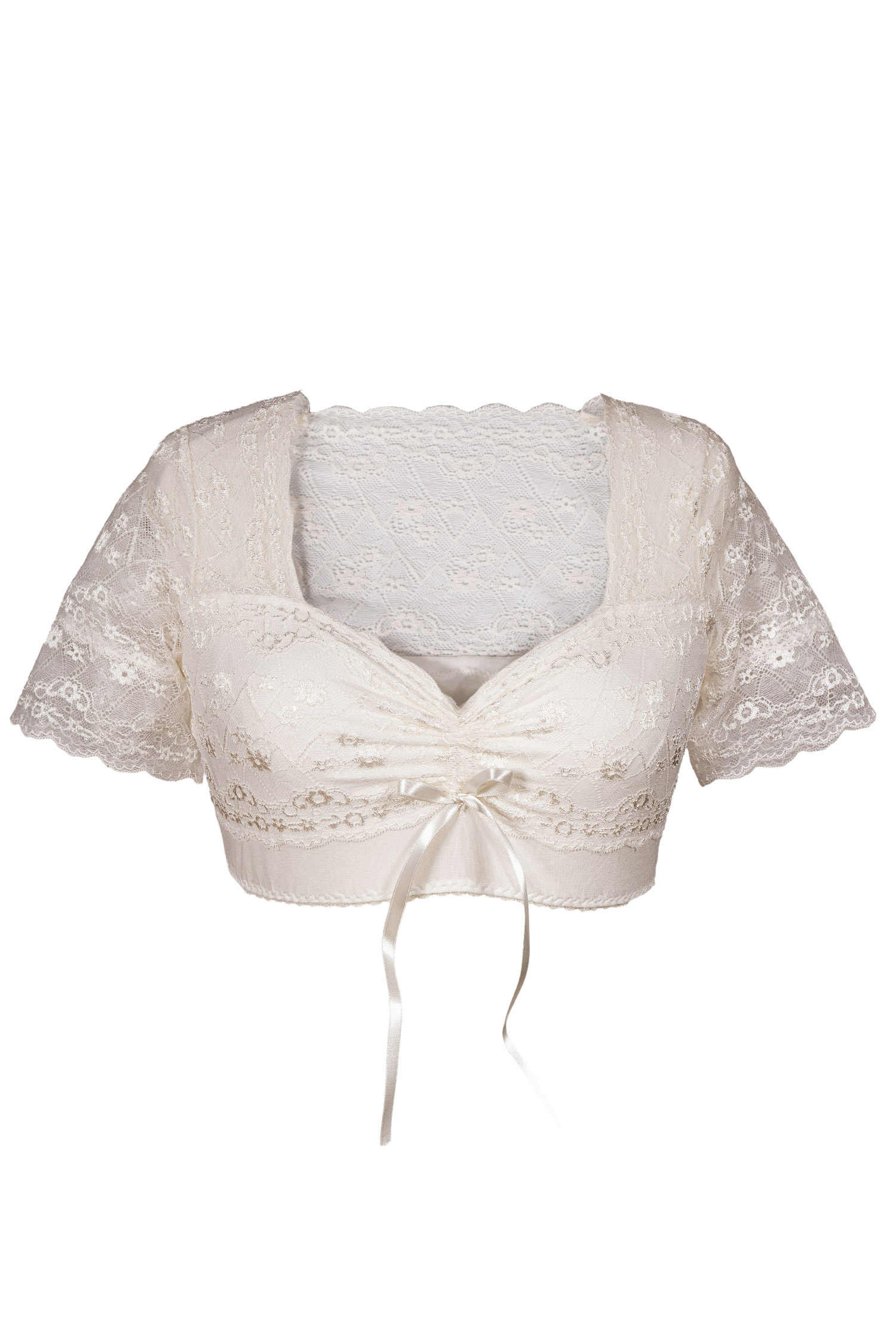 Dirndlbluse aus Spitze in creme mit Stretch frei