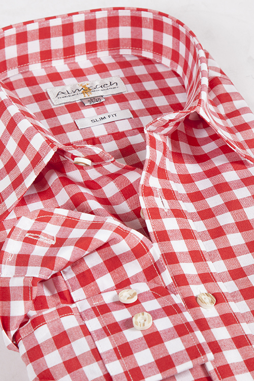 Trachtenhemd rot groß kariert slim fit 2