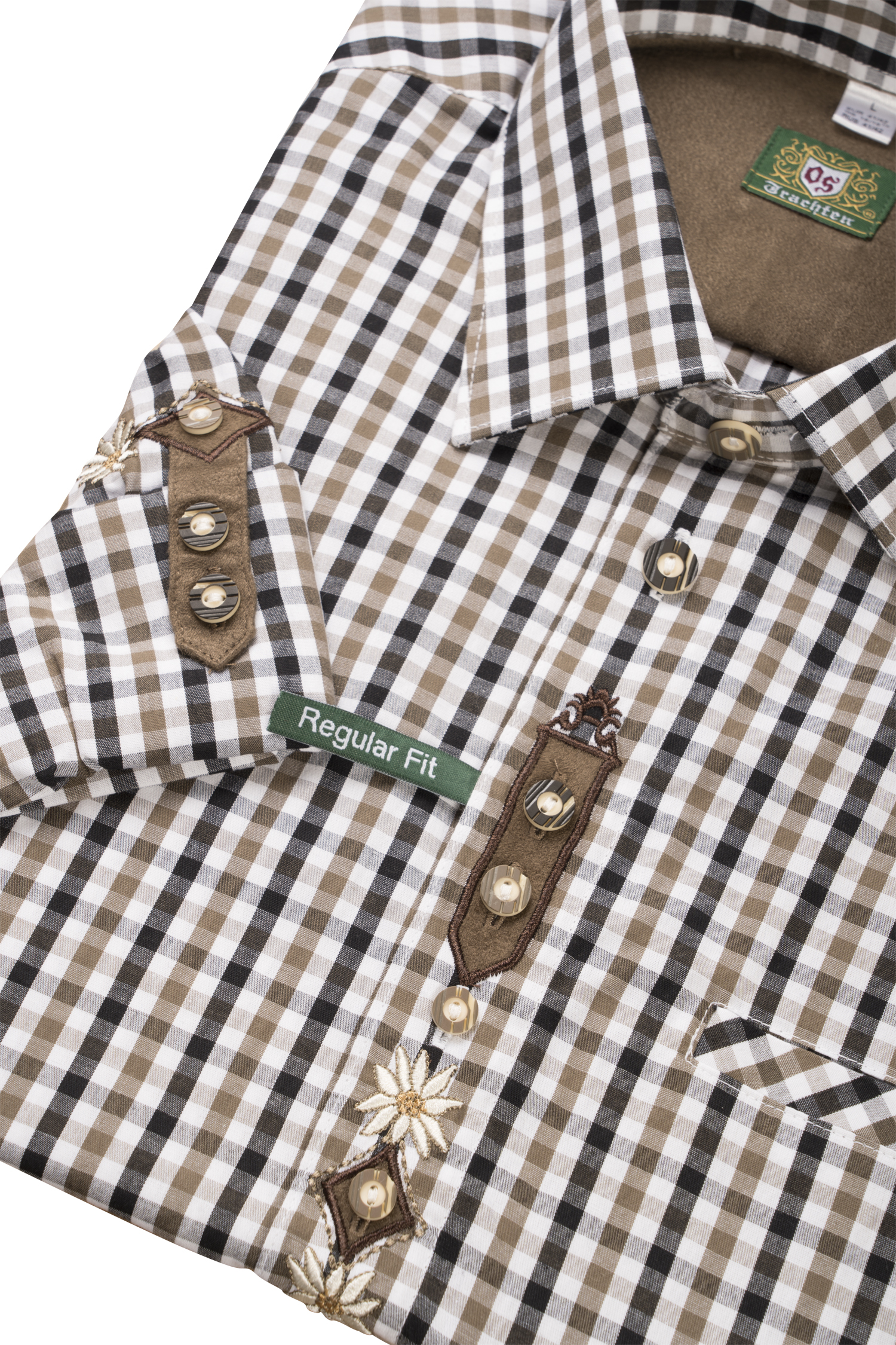 Trachtenhemd kariert mit Krämpelärmel - Detail Ärmel