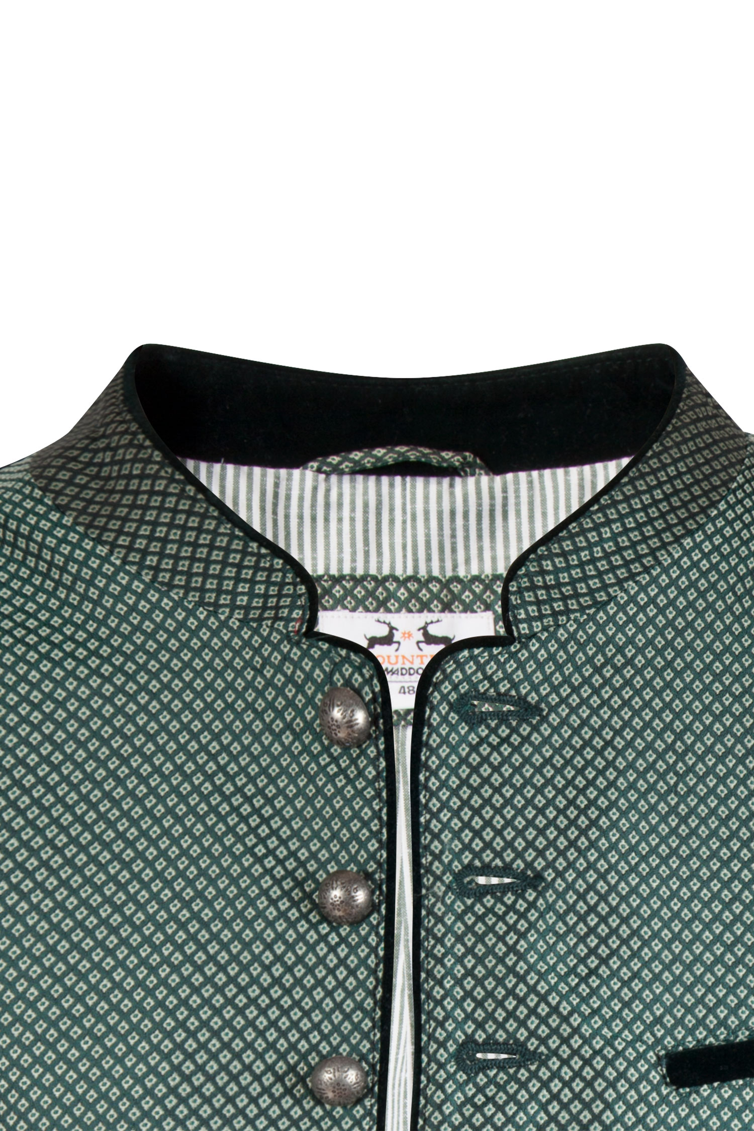 Trachtenweste in dunkelgrün mit Samtkragen - Detail Knöpfe