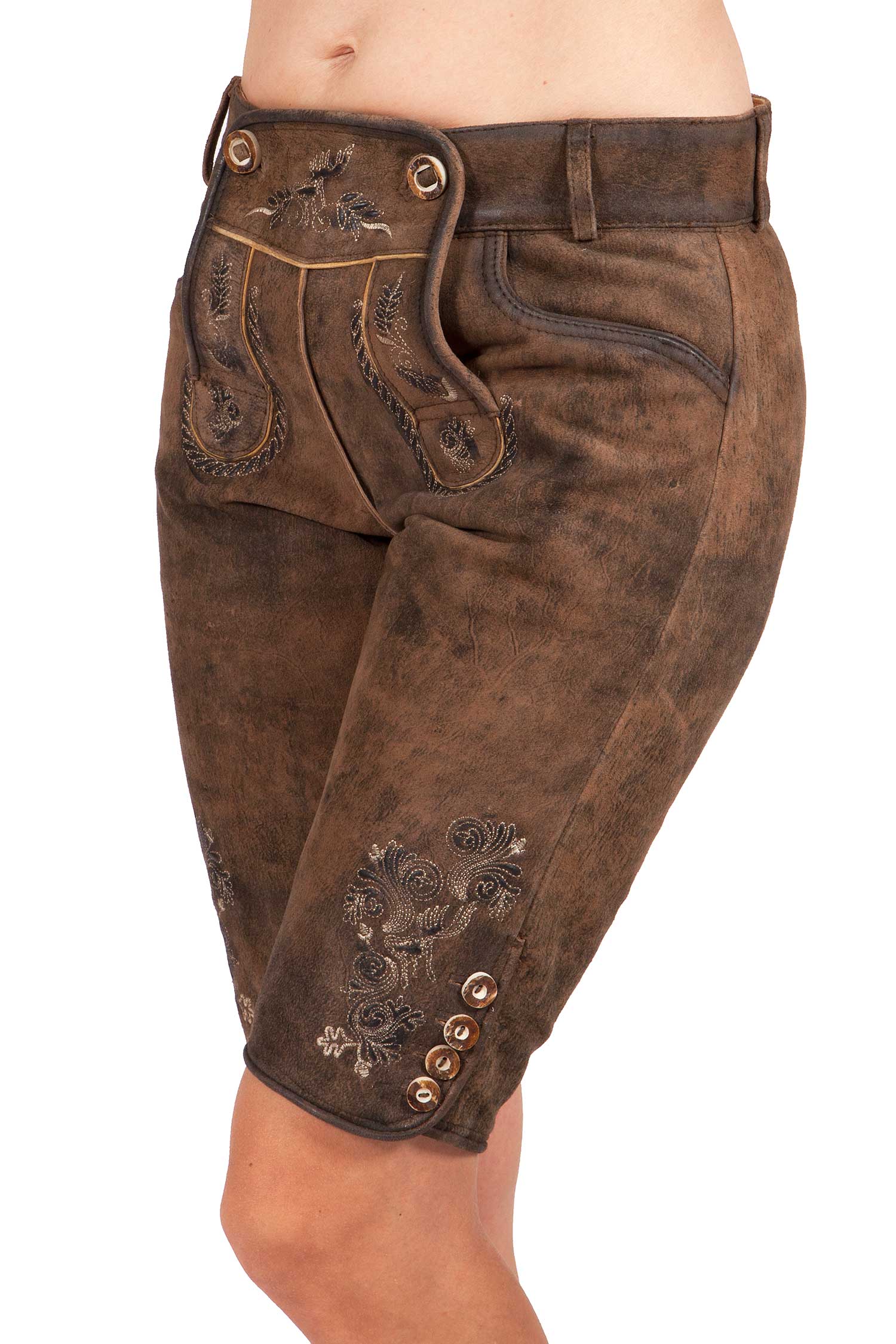 Damen Trachten Lederhose Piper in mittelbraun 