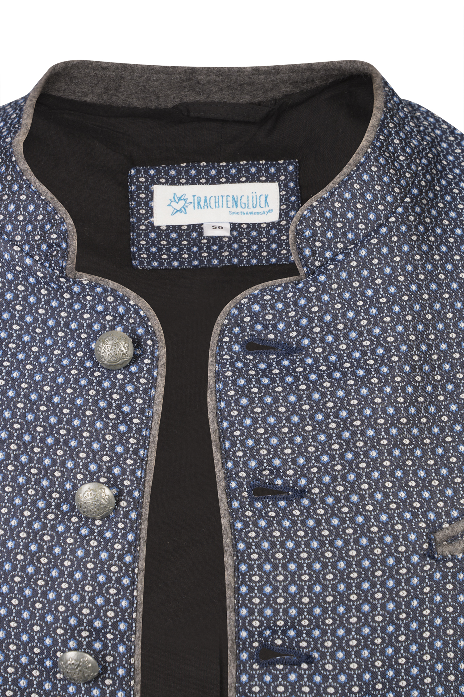Trachtenweste in Blau Detail Knopfleiste
