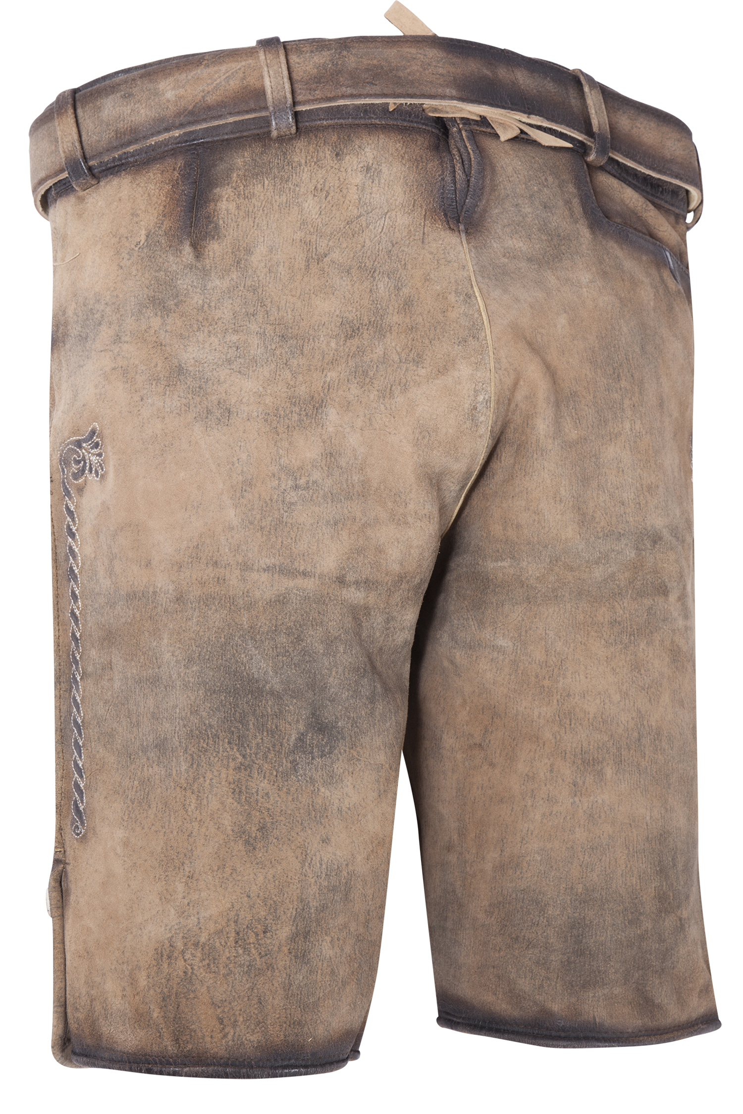 Kurze Lederhose Tom in nuss - Rückansicht