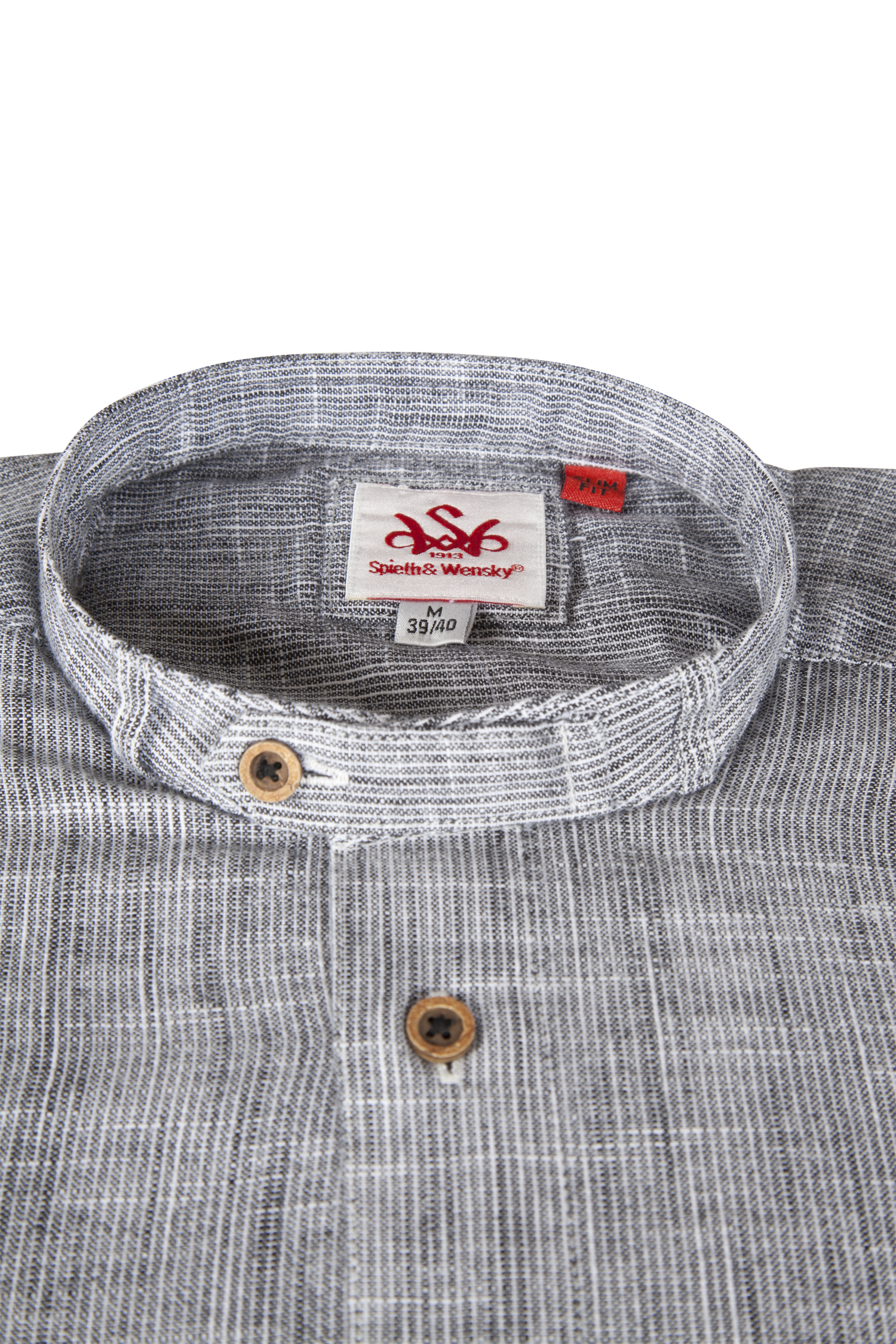 Trachtenhemd Arnold in schwarz mit Stehkragen - Detail Kragen