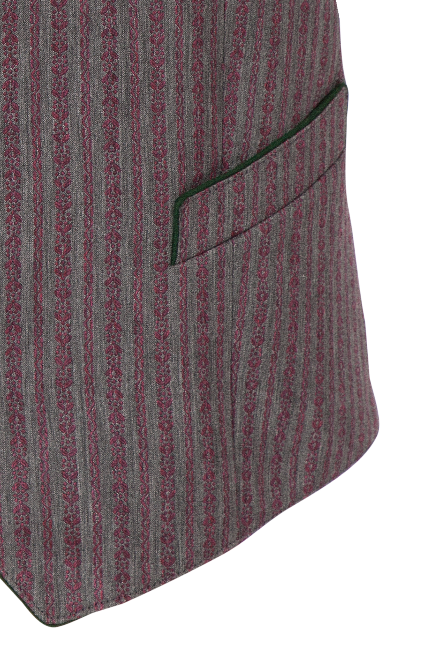 Trachtenweste Ansbach in grau mit weinrot Detail