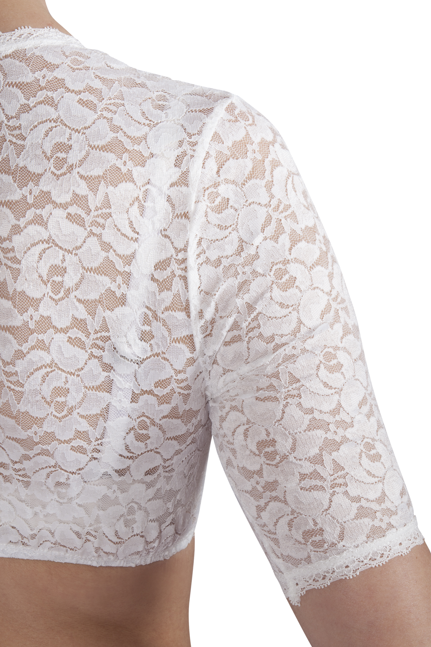 Stretch Dirndlbluse Talia in off white - Detail Ärmel