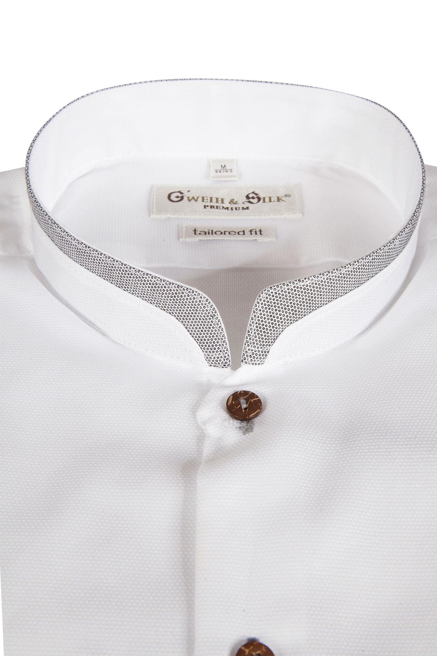 Trachtenhemd Simssee in weiß - Detail Kragen