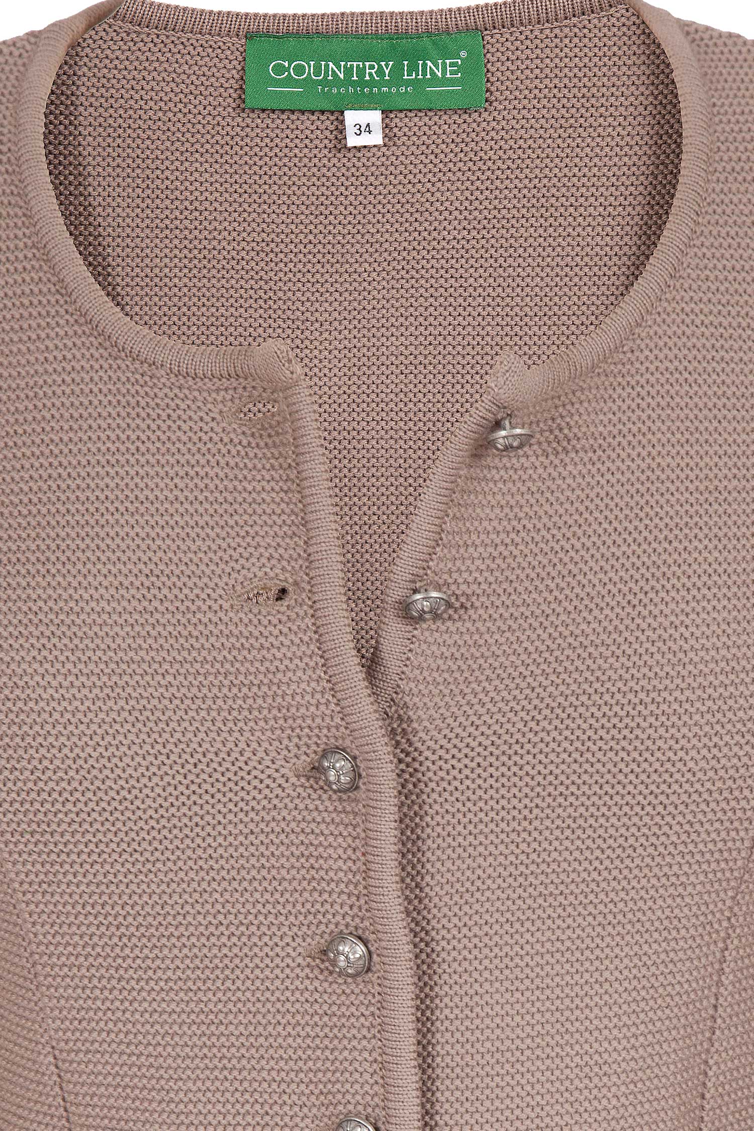 Strickjacke Trachtenjacke Damen taupe schlamm detail