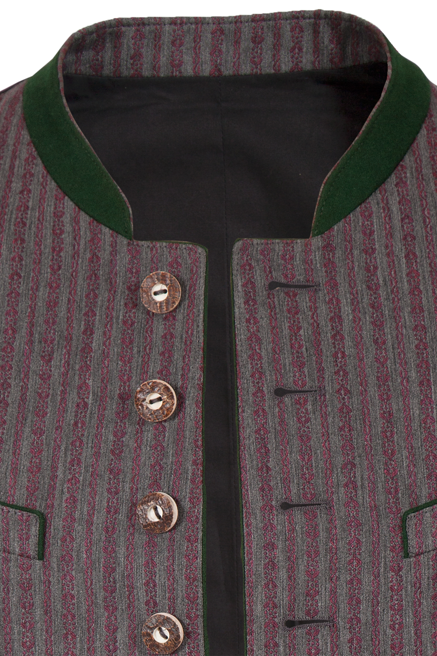 Trachtenweste Ansbach in grau mit weinrot Kragen