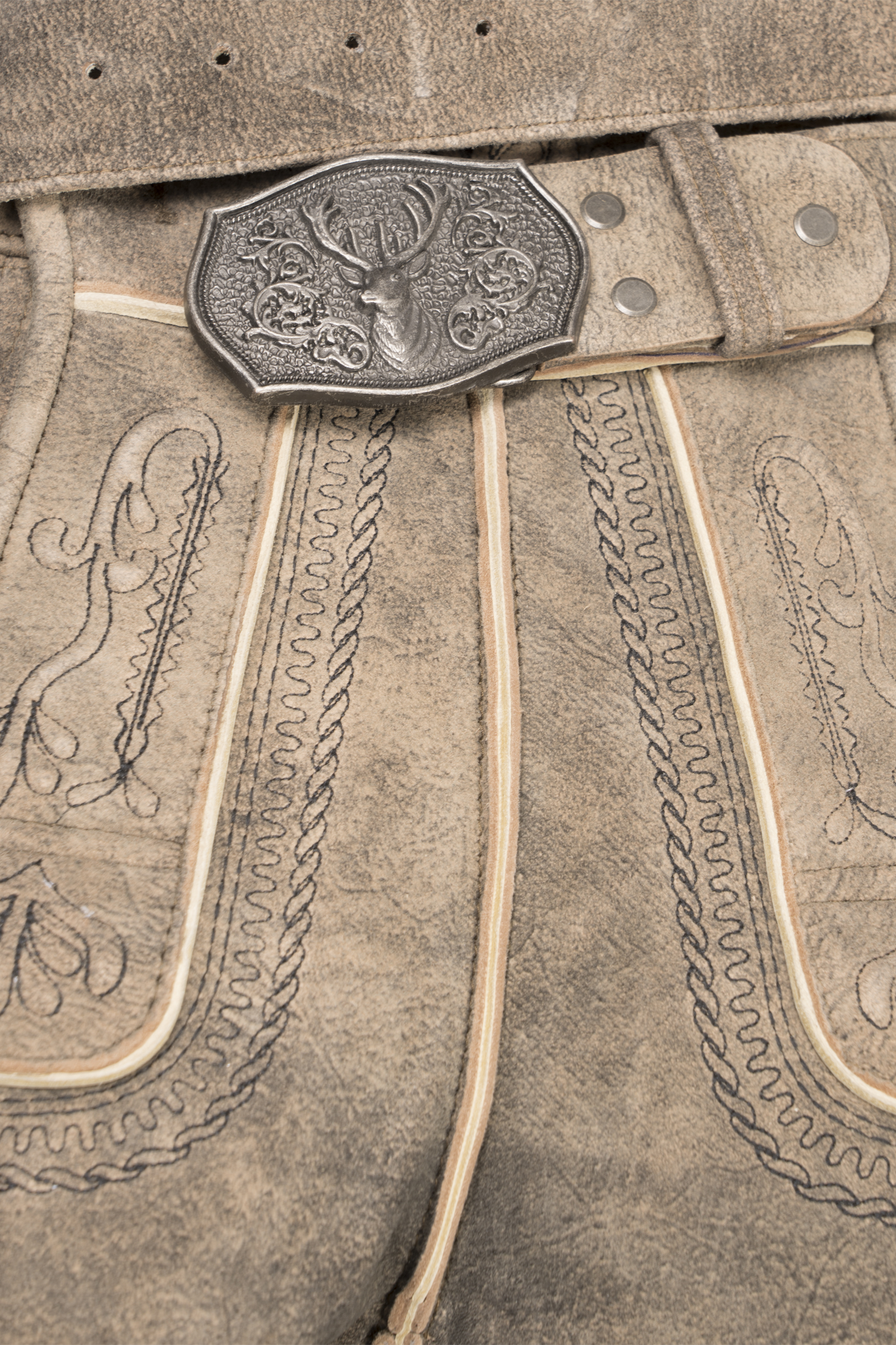 Lederhose in Braun Detail Latz