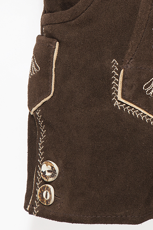 Kinder Lederhose kurz mit Träger in braun 5