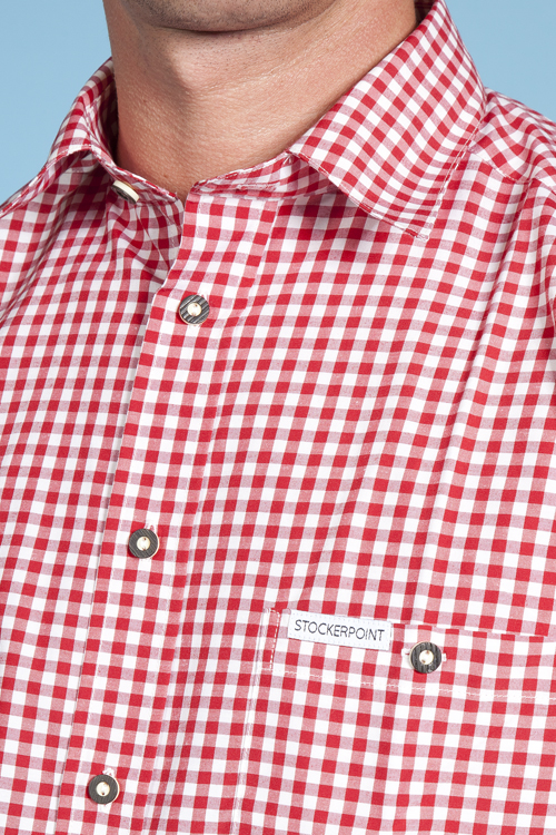 Trachtenhemd Kurzarm Renko von Stockerpoint in rot weiß Kragen